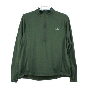 LL Bean Men's Green Midweight Base Layer Quarter Zip Hikes Winter Sweater XXL